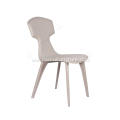 Italian minimalist white leather Ele side chairs